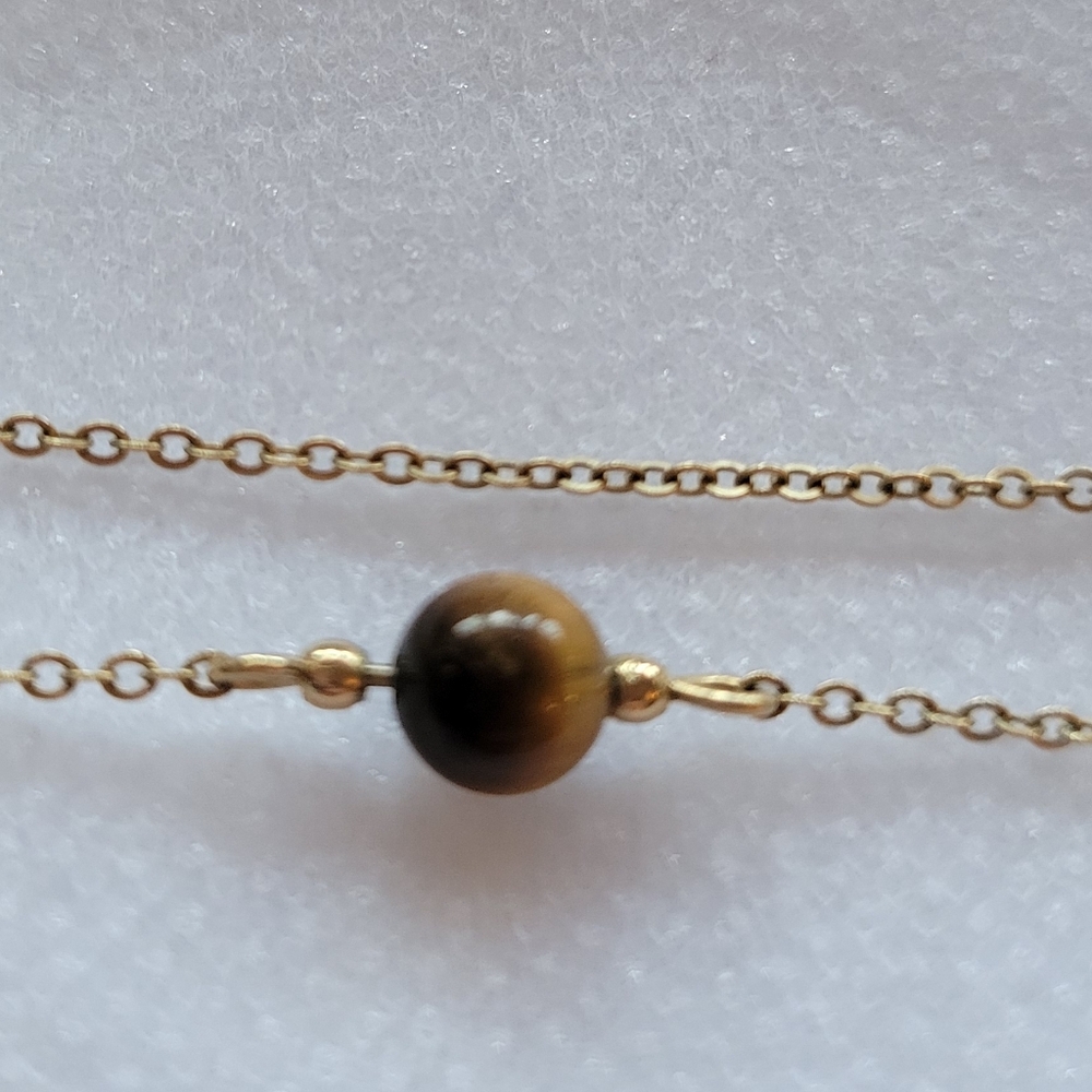 Vintage 12k GF Gold and Brown Tiger Eye Beaded Necklace - Picture 6 of 10